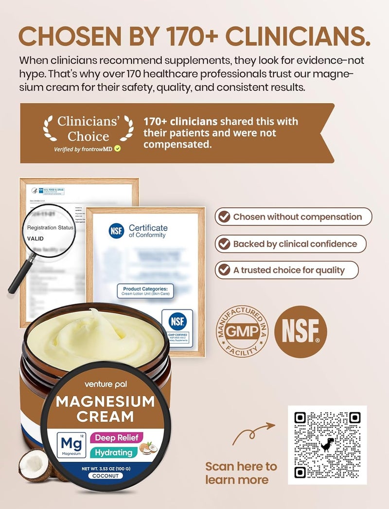 Venture Pal Magnesium Lotion, Topical Magnesium Cream, Leg & Muscle Relaxation with Coconut Oil, Shea Butter & Hyaluronic Acid, Safe for Kids - Image 5